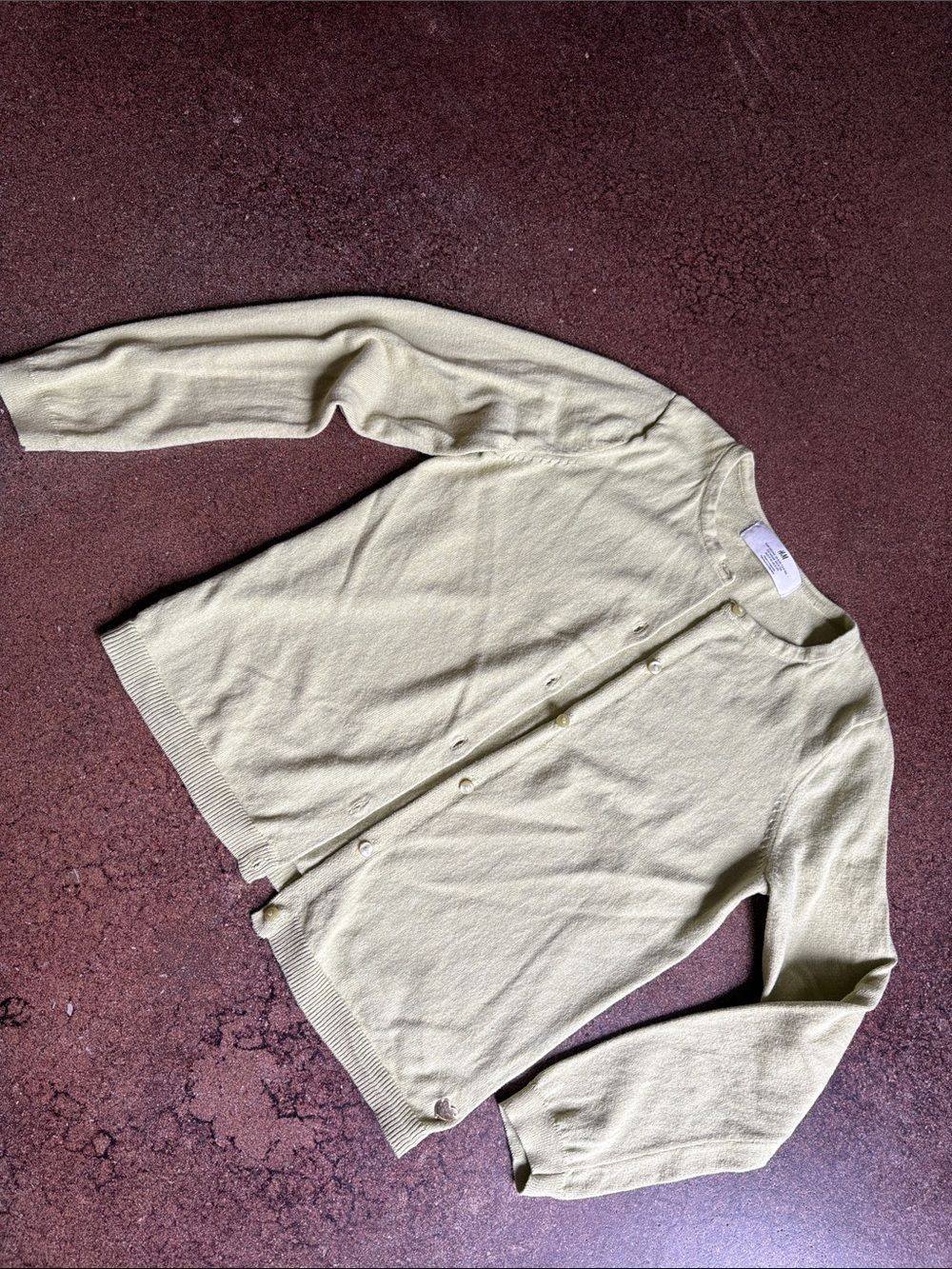H & M pear green cotton cardigan